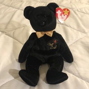 “The End” Bear TY Beanie Baby, Black Bear, Vintage Collectible 1999